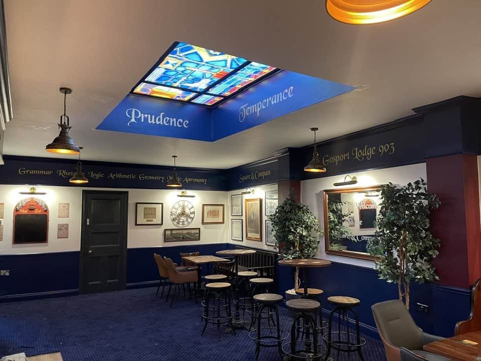 The Gosport Lodge 903 lounge, with the seven liberal arts painted around the walls