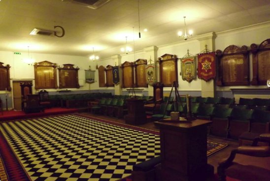 The historic Lodge Room with honours boards lining the walls